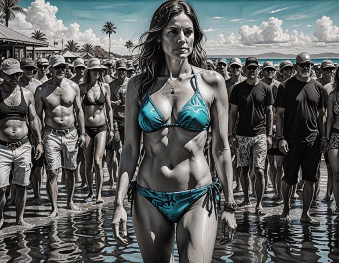 Hyperrealistic Charcoal Drawing of Morgan Webb in Vibrant Bi...