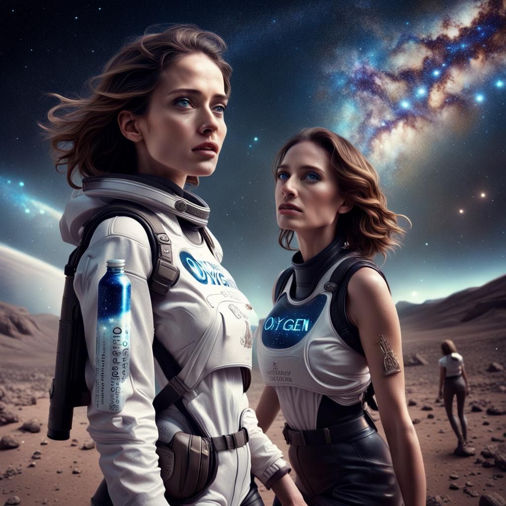 Ethereal Goddess Strolls on Cosmic Horizon in Digital Master...