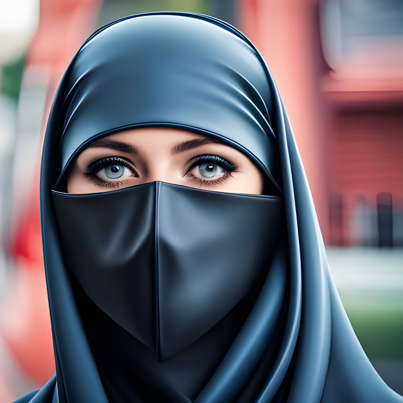 Beautiful Woman in Niqab, Hyperrealistic Portrait