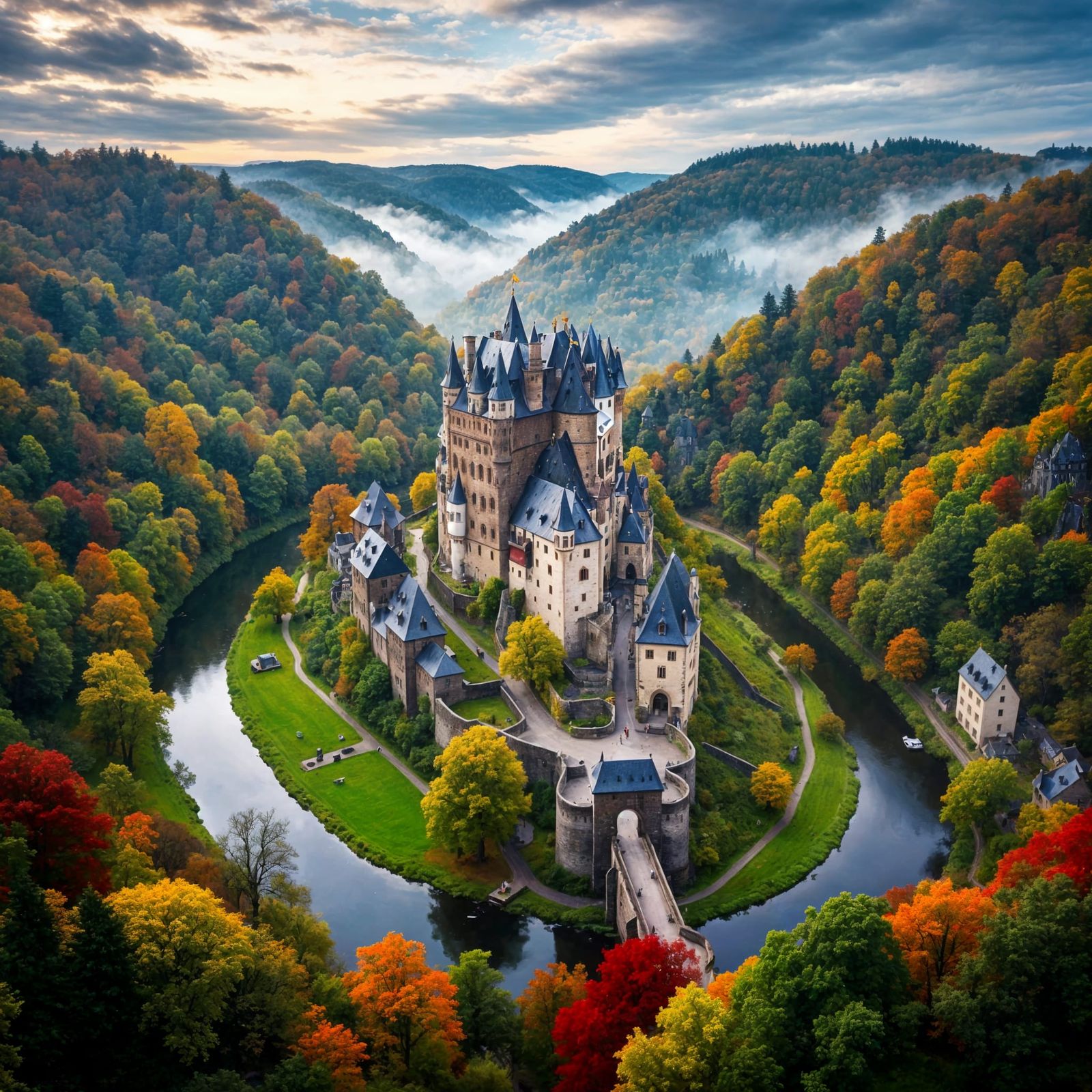Eltz Castle: Impressionist Gouache Masterpiece