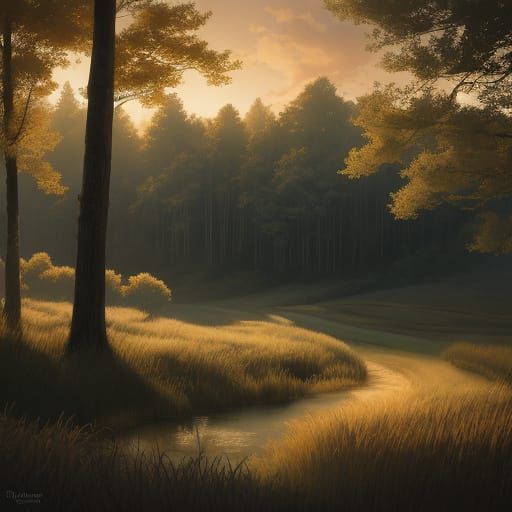 Tranquil Landscape at Golden Hour