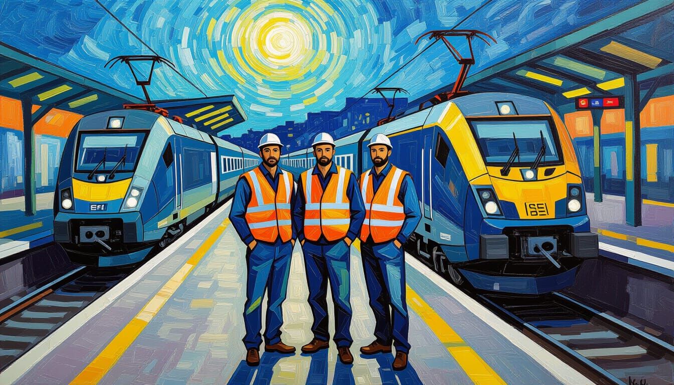 SNCF Employees in Van Gogh Inspired Impressionist Painting