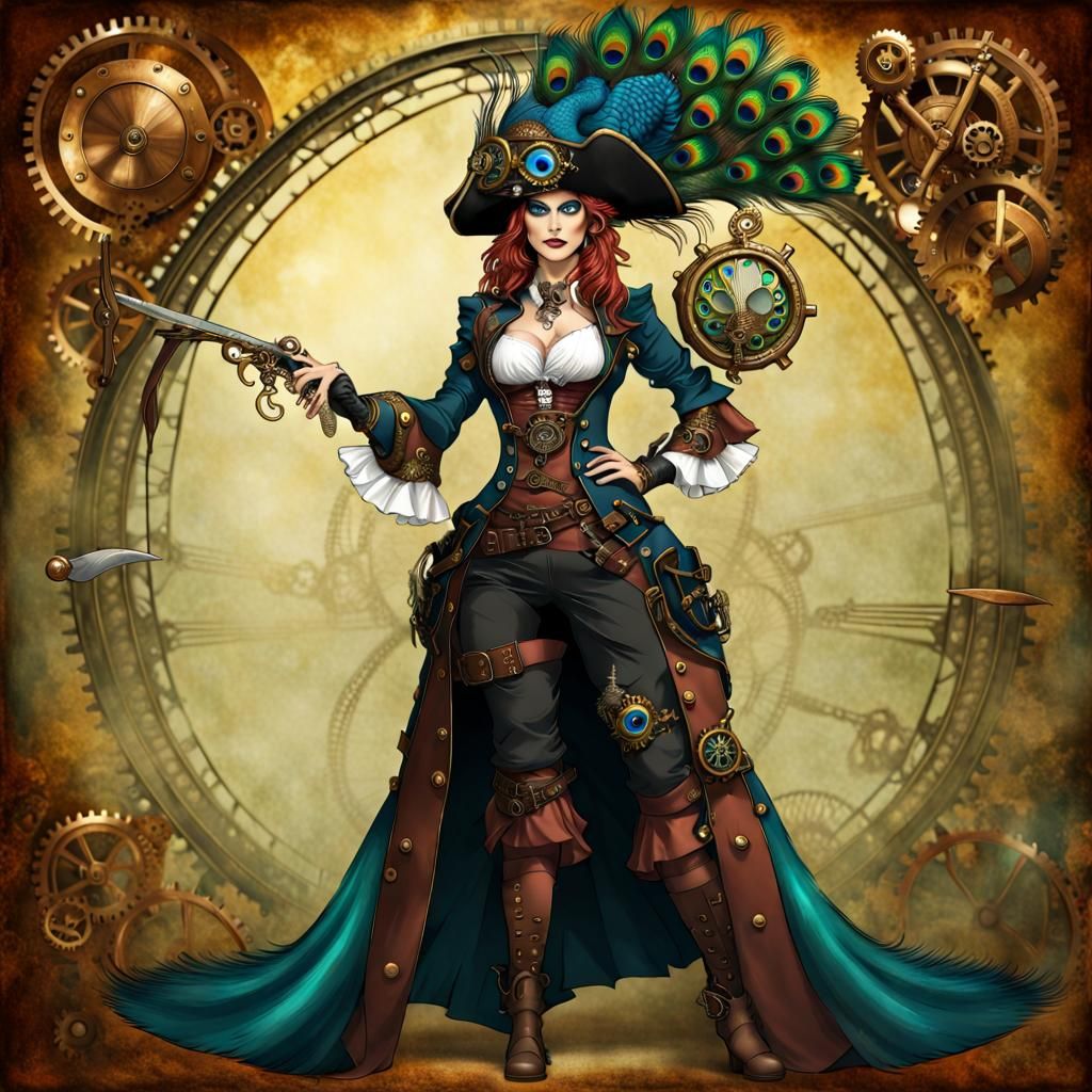 Steampunk Peacock Pirate Queen Reigns Supreme