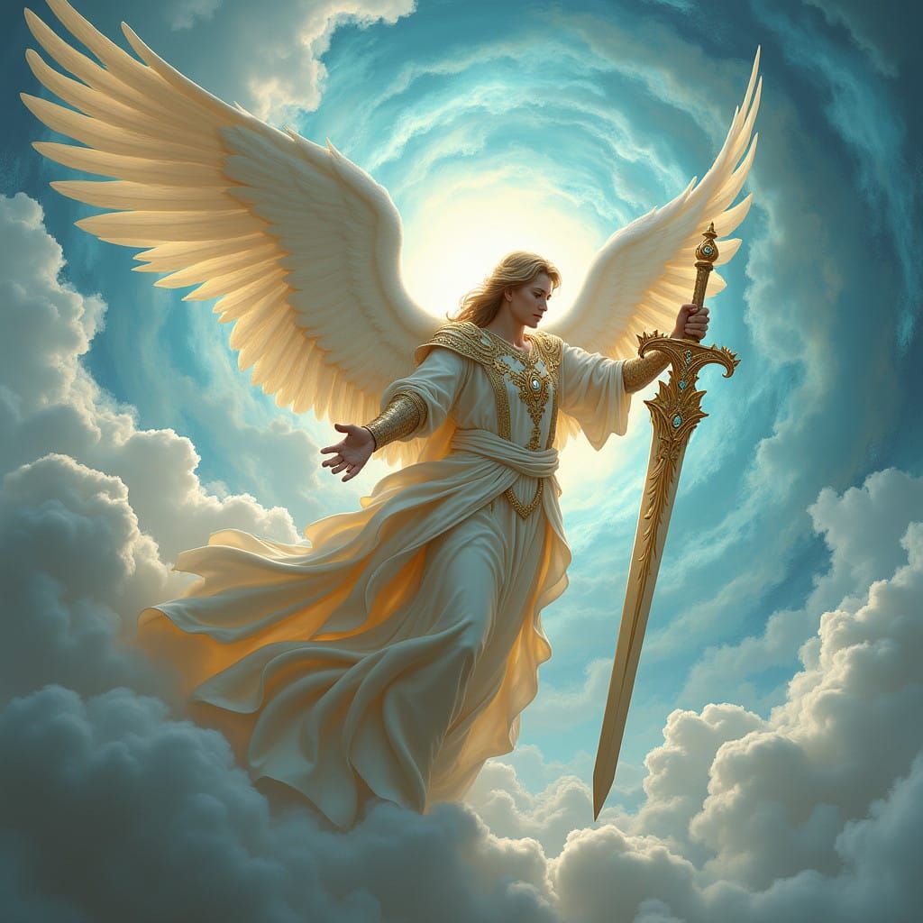Majestic Archangel in Celestial Splendor
