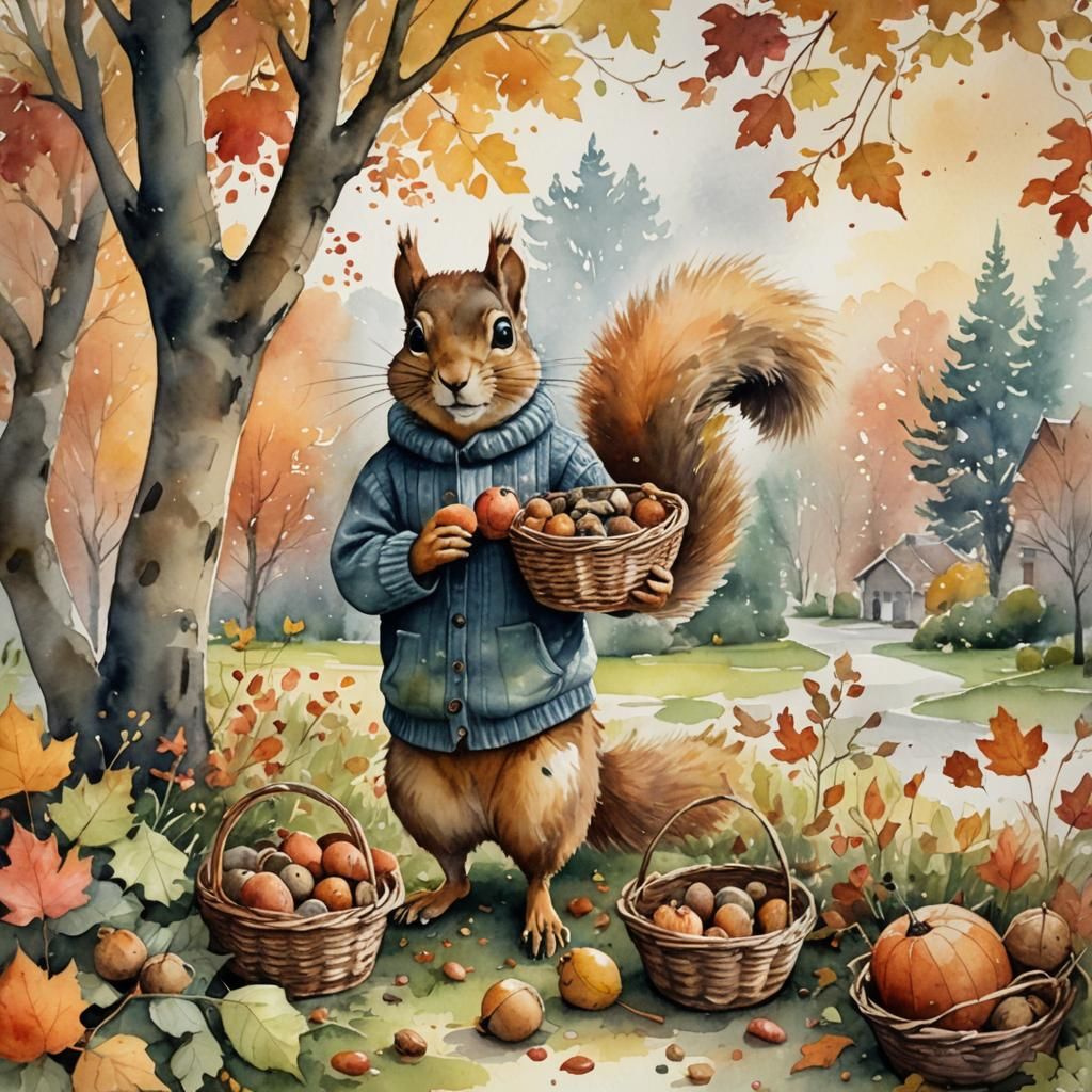 Mr. Squirrel in Autumn Scene