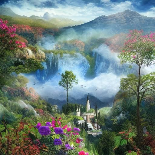 Whimsical Sunrise Surprise in Gouache Masterpiece