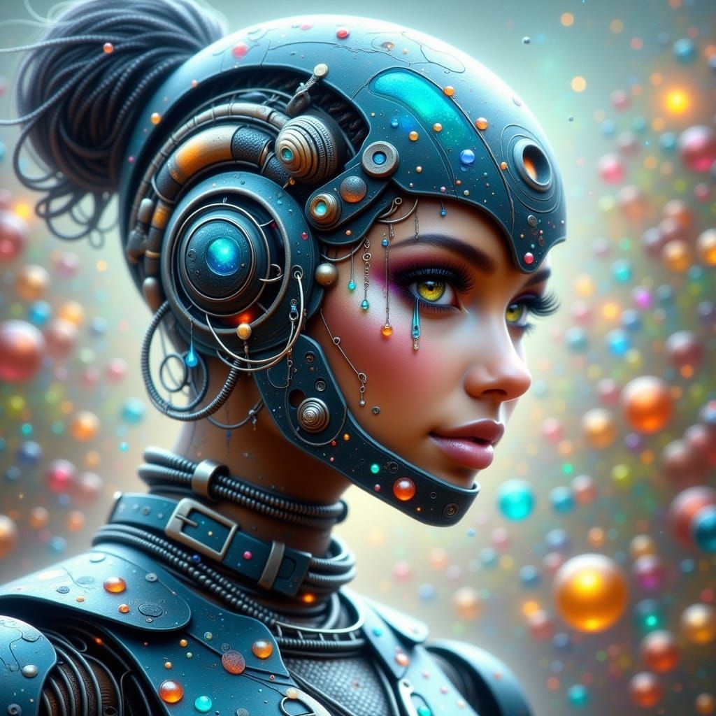 Cyberpunk Goddess with Radiant Glow