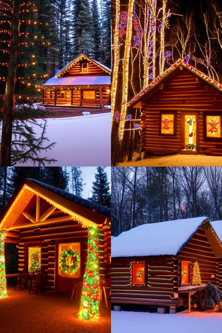 Cozy Christmas Cabin in the Winter Woodscape