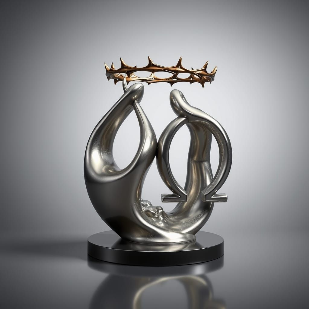 Mercury Alpha Omega Crown of Thorns Sculpture