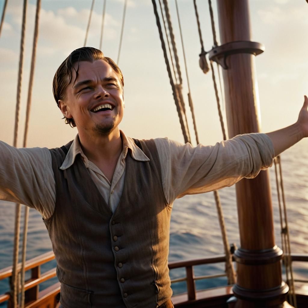 Leonardo DiCaprio as Jack Dawson in Cinematic Film Still