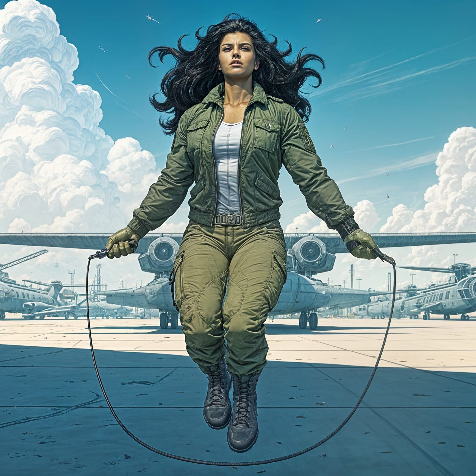 She-Hulk Intense Jump Rope Training: Comic Book Art