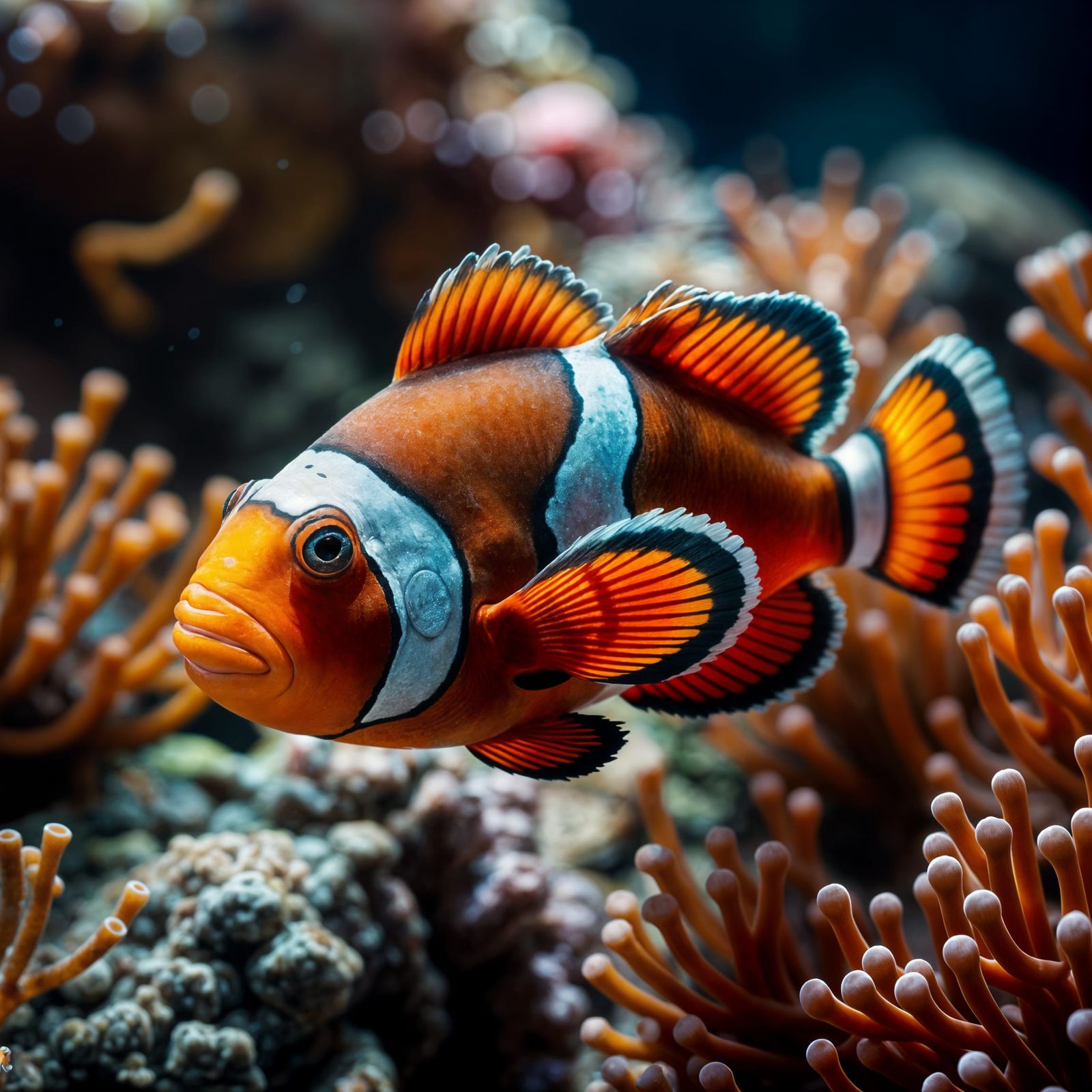 Clownfish in Coral Reef: Hyperrealistic Digital Art