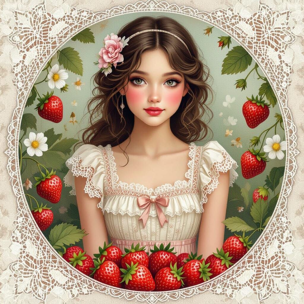 Lace and Strawberries: Whimsical Dreamscape