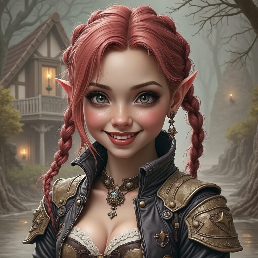 Curvy Halfling in Post-Apocalyptic Cottage Setting