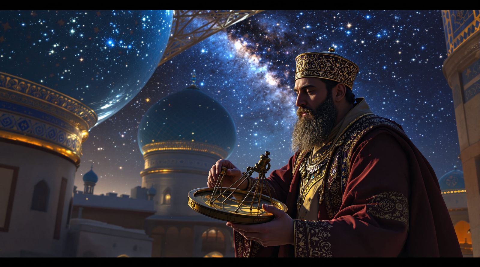 Ulugh Beg Observes Stars Under Mosaic Domes