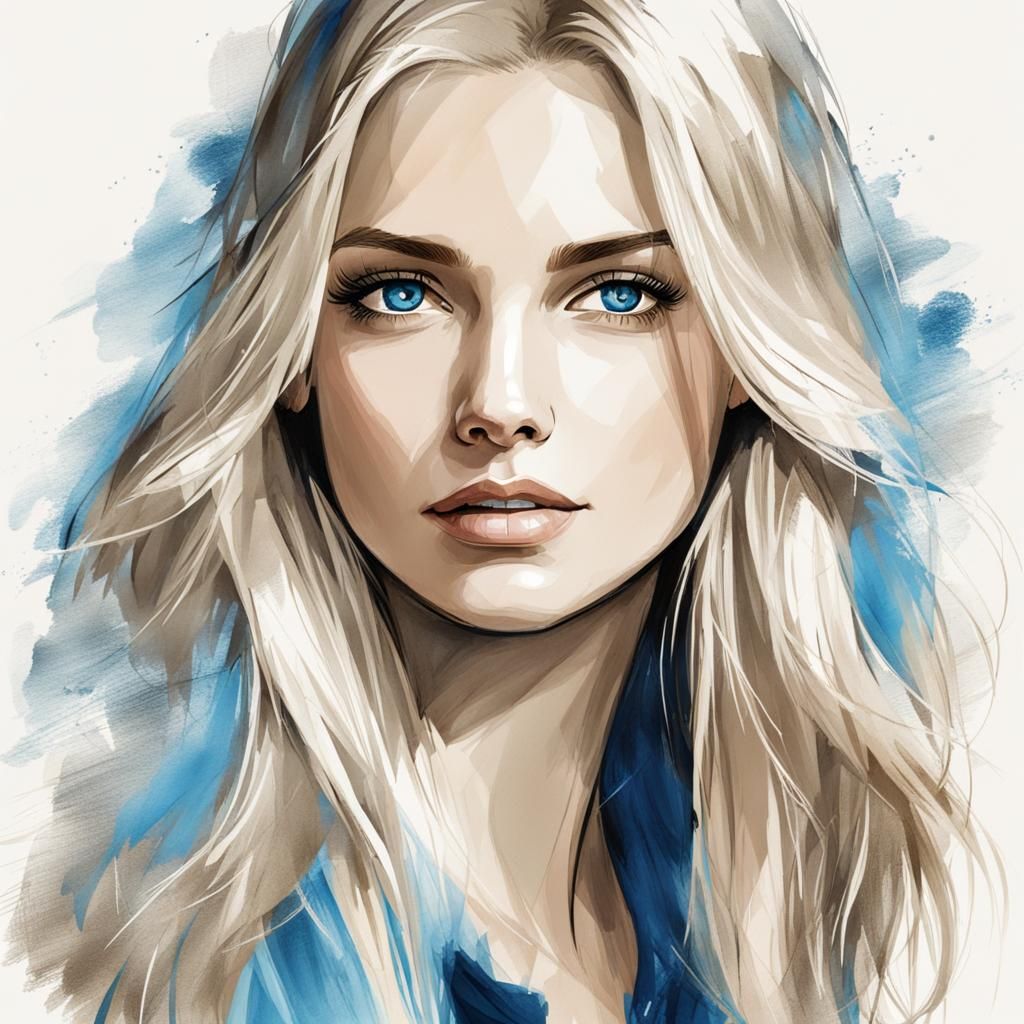 A Lovely Young Woman in a Soft Sketch