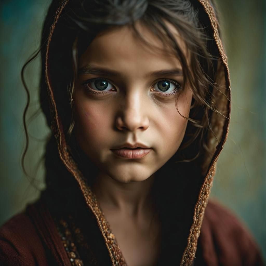 Gorgeous Blind Girl Portrait in Chiaroscuro Masterpiece Styl...