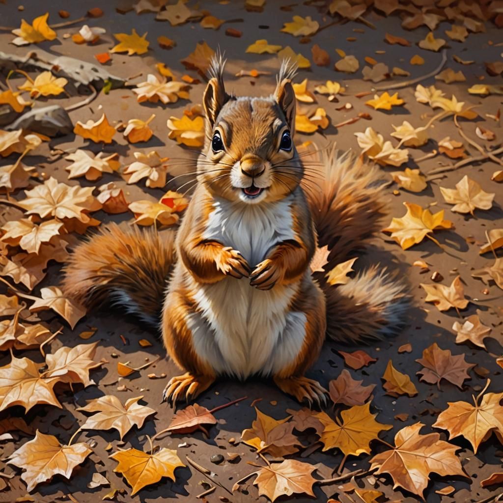 Warm Autumn Chibi Squirrel