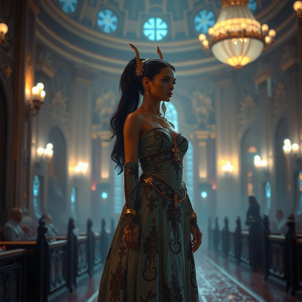 Royal Senator in Cyberpunk Senate Chamber