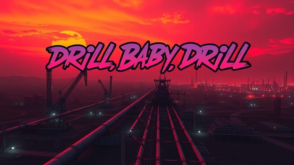 Drill, Baby, Drill: Dystopian Hiphop Album Cover in Cyberpun...