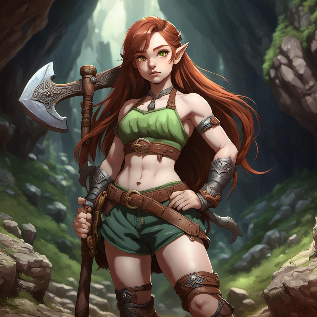 Ethereal Dwarf Explorer Shines in Mountain Cave