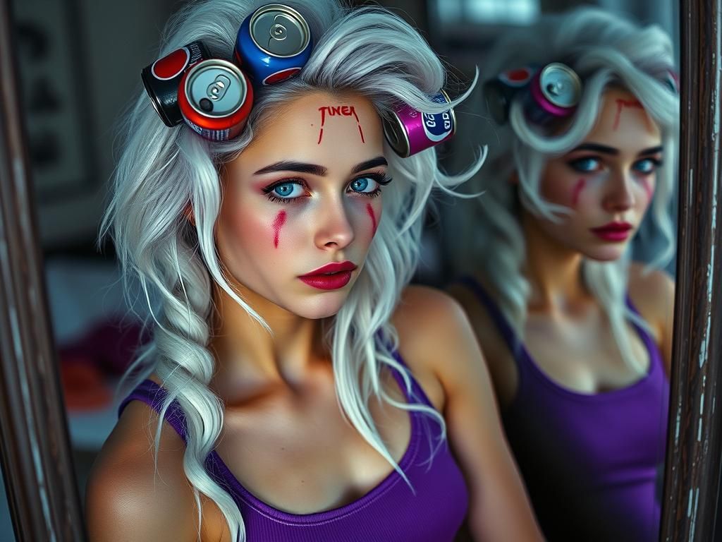 Caucasian Woman Unveils Vibrant Hair in Boudoir