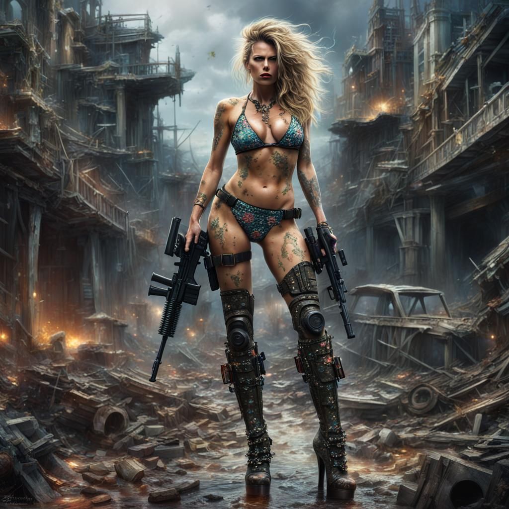 Blonde Woman in Maximalist Digital Matte Painting