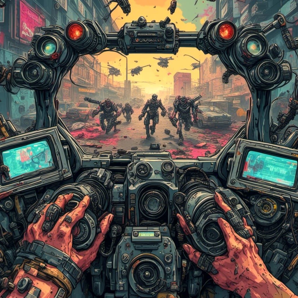 First person shooter techno zombie game