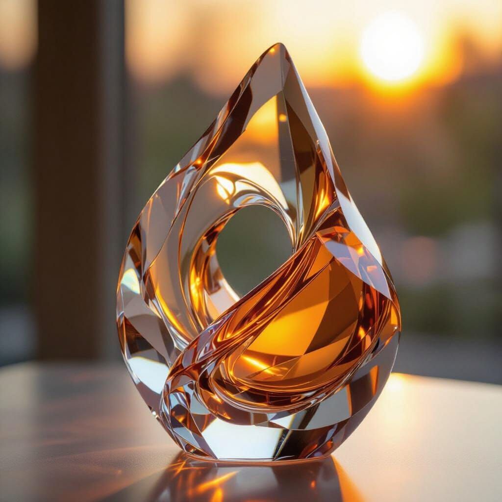 Crystal Statue in Sunset Hues