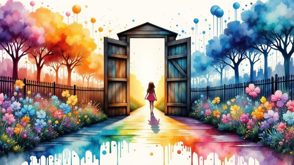 Watercolor Doorway to Kidcore Liminal Space