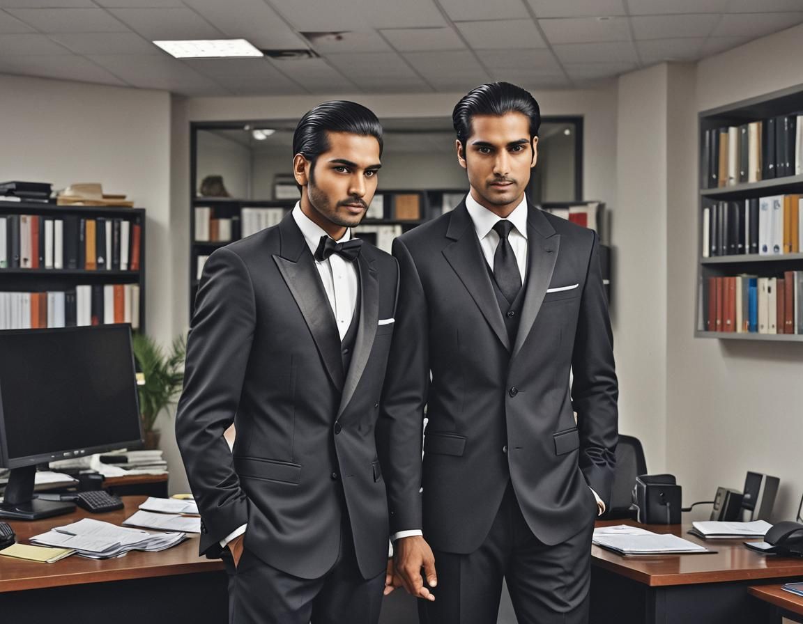 Young Businessmen in Tuxedos in Office