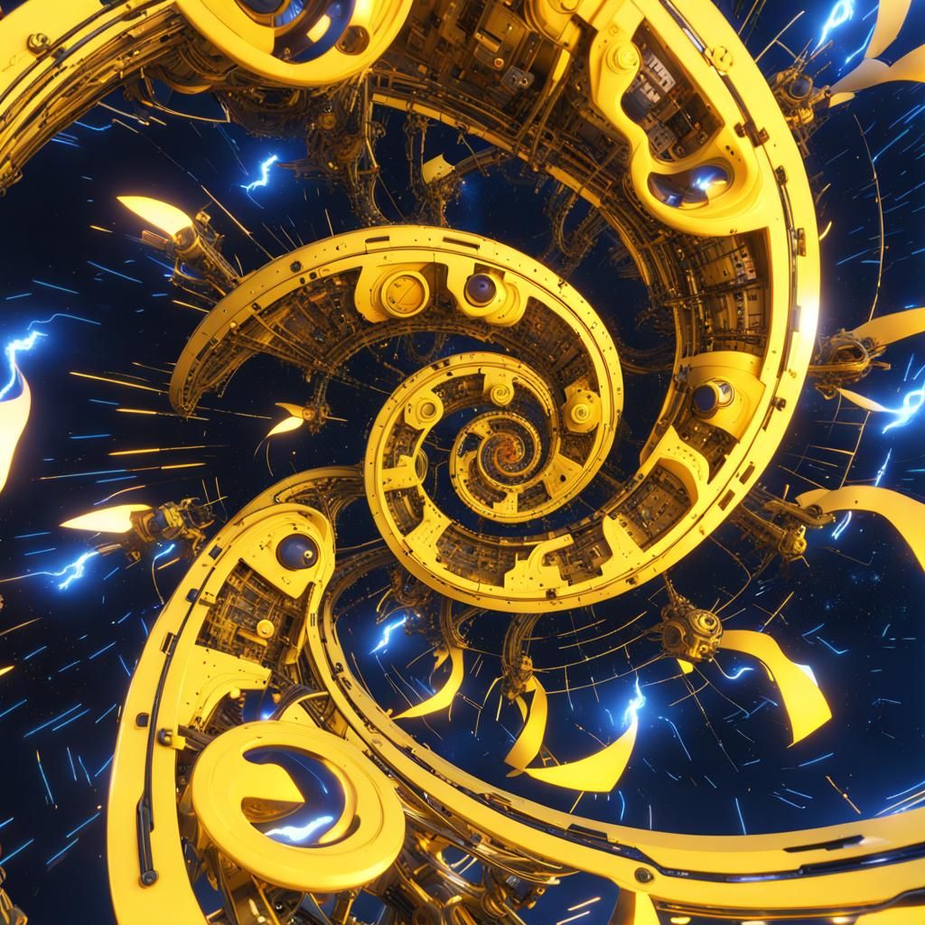 Intricate Cyberpunk Mech in a Cosmic Storm