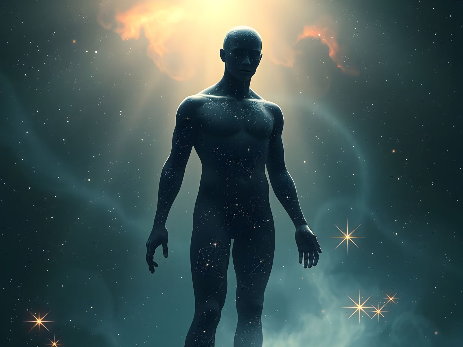 Dreamy Abstract Figure in Cosmic Space