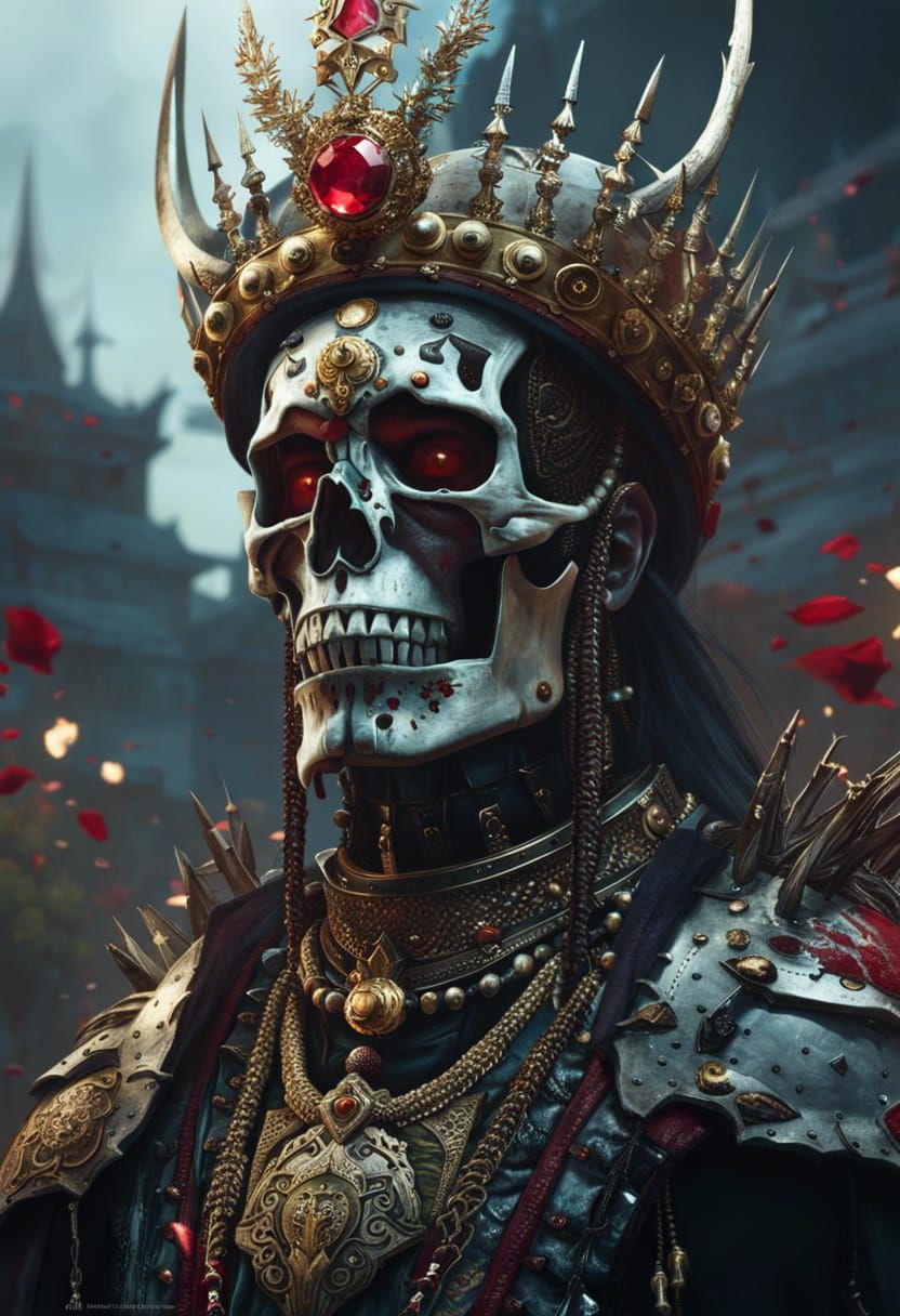 Cyberpunk Zombie King Portrait in Bone Jewel Armour