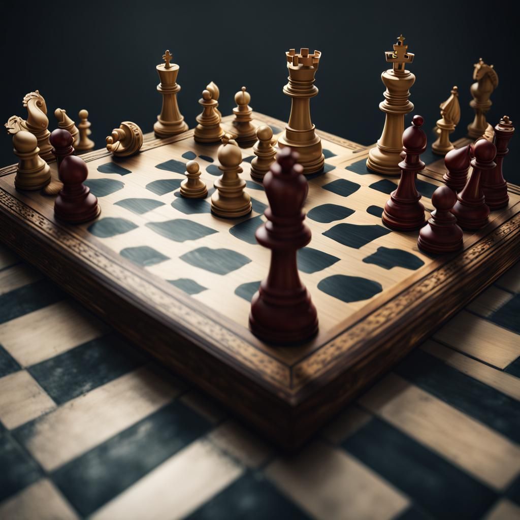 Epic Chessboard Clash in Fantastical Detail