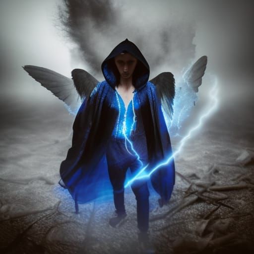 Epic Angel with Black Wings in Chapel