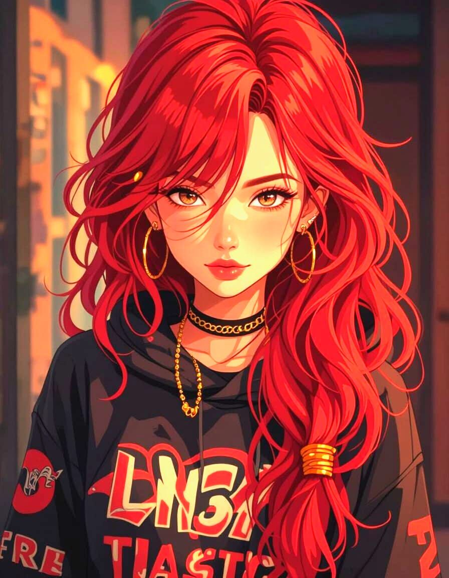 Woman in Serene Outdoor Setting, Digital Illustration