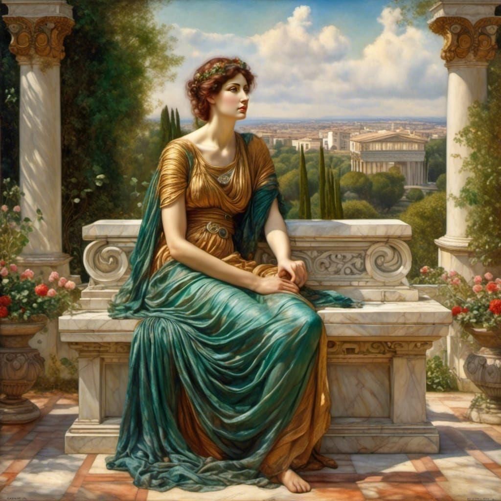 Ethereal Roman Noblewoman in Pre-Raphaelite Style