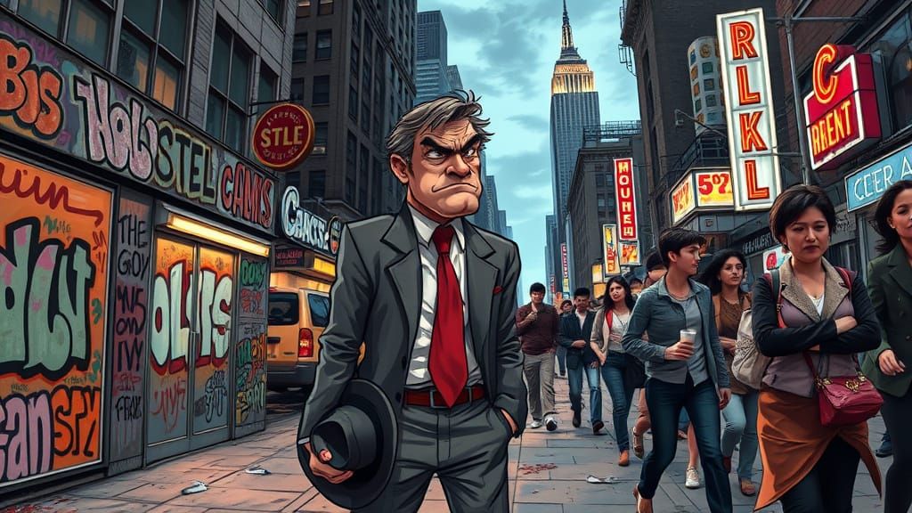 Gritty Urban Rebel Stands Firm Amidst City Chaos