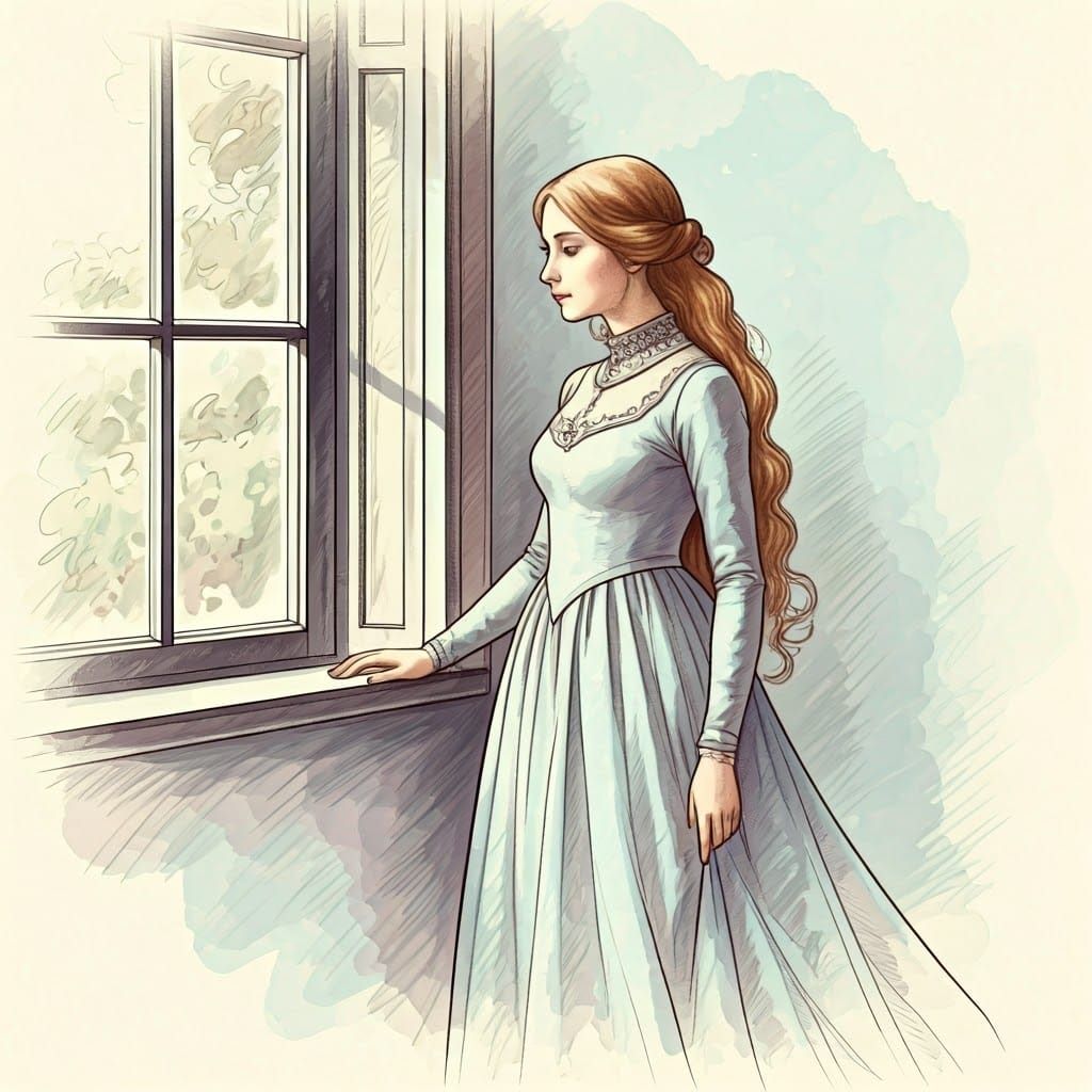 Whimsical Princess in Dreamy Watercolor