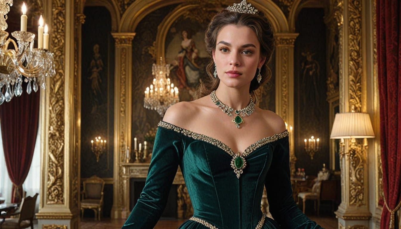 Elegant Woman in Baroque-Inspired Opulence