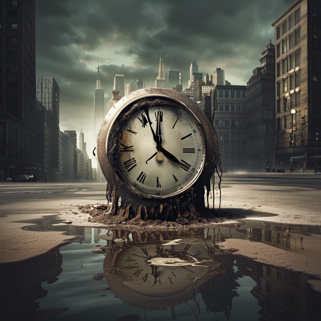 Post-Apocalyptic Metropolis Melted by Time