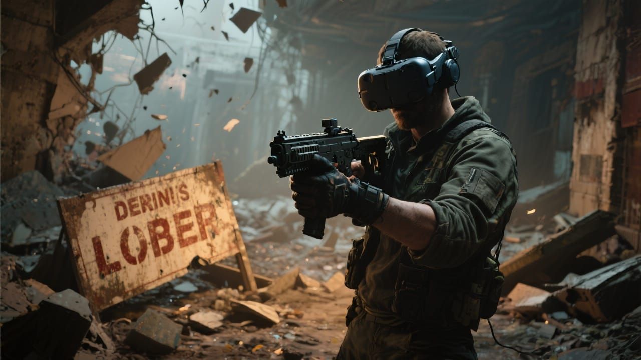 Virtual Reality FPS in a Cinematic Film Still