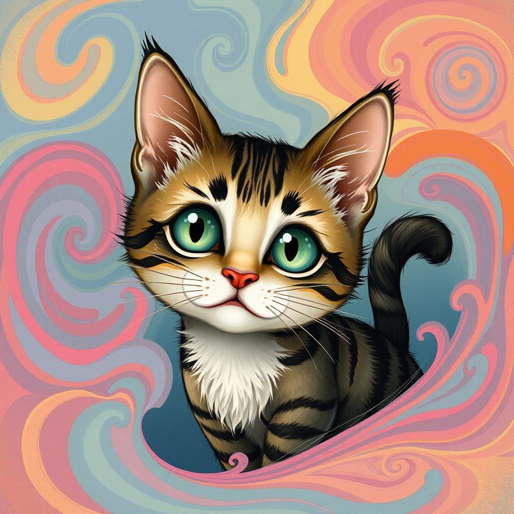 Whimsical Cat in Enchanted Wonderland