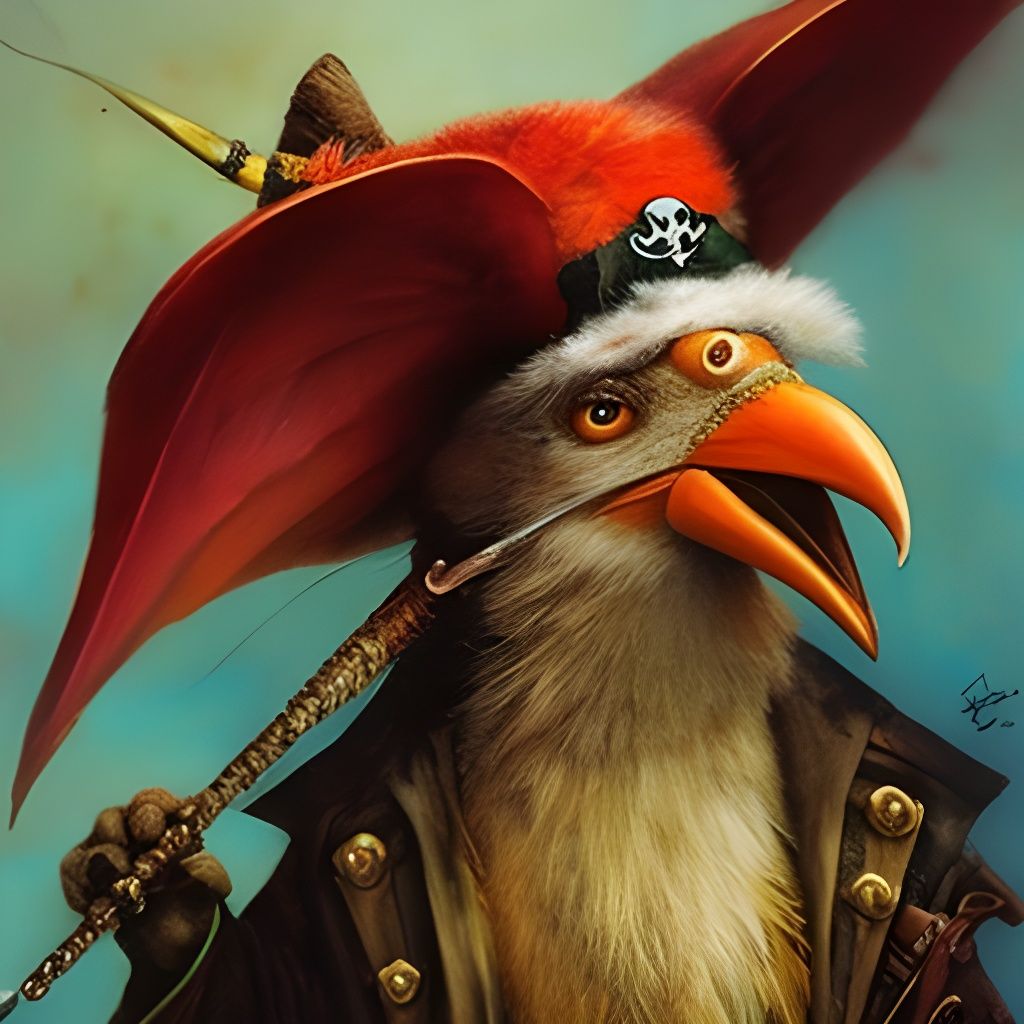 Parrot Pirate in Vintage Watercolor Style