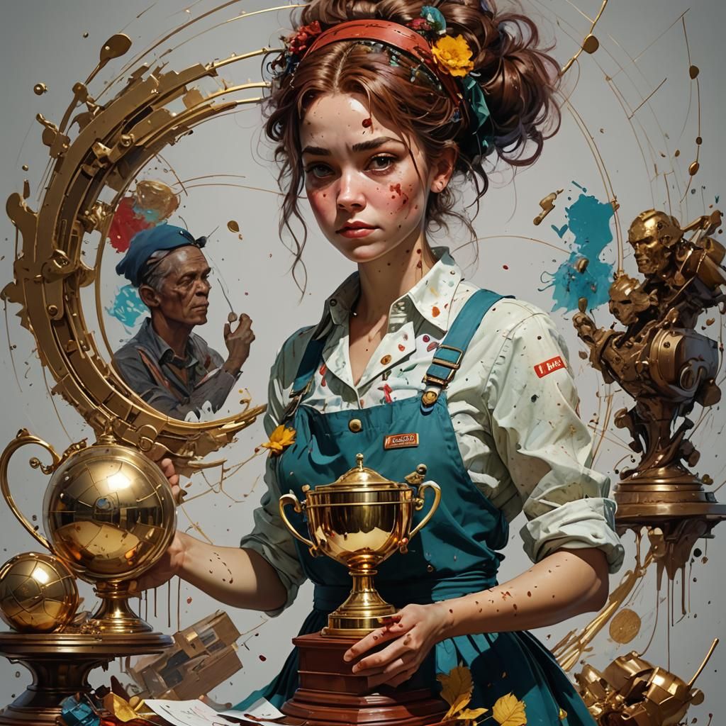 A Retro-Futuristic Trophy in a Bold, Vibrant Style