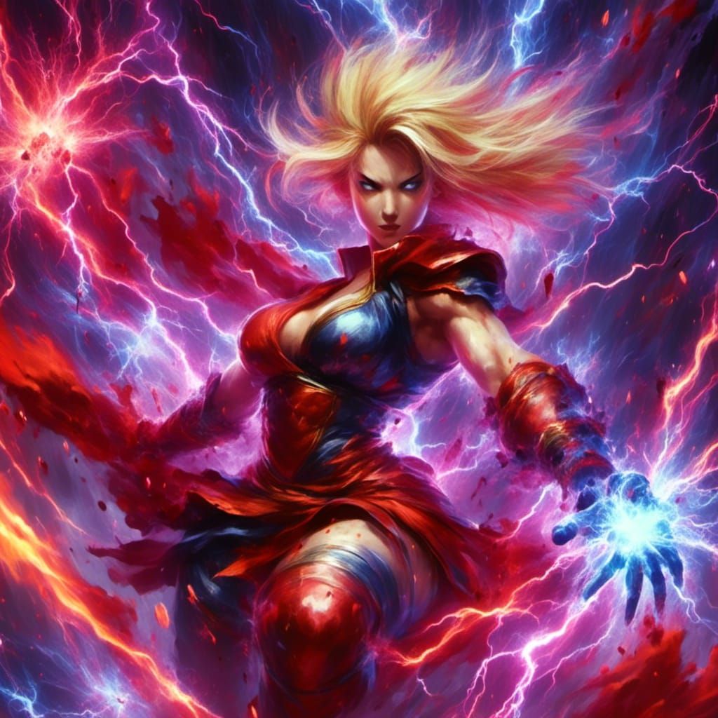Powerful Superhero Lightning Lady