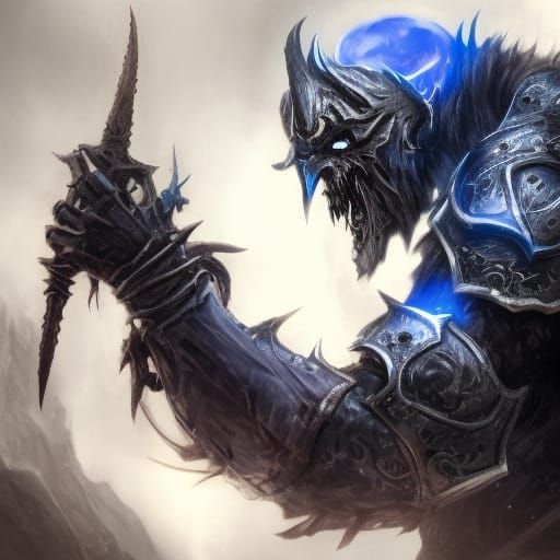 Epic Fantasy Death Knight in Shimmering Black Armour
