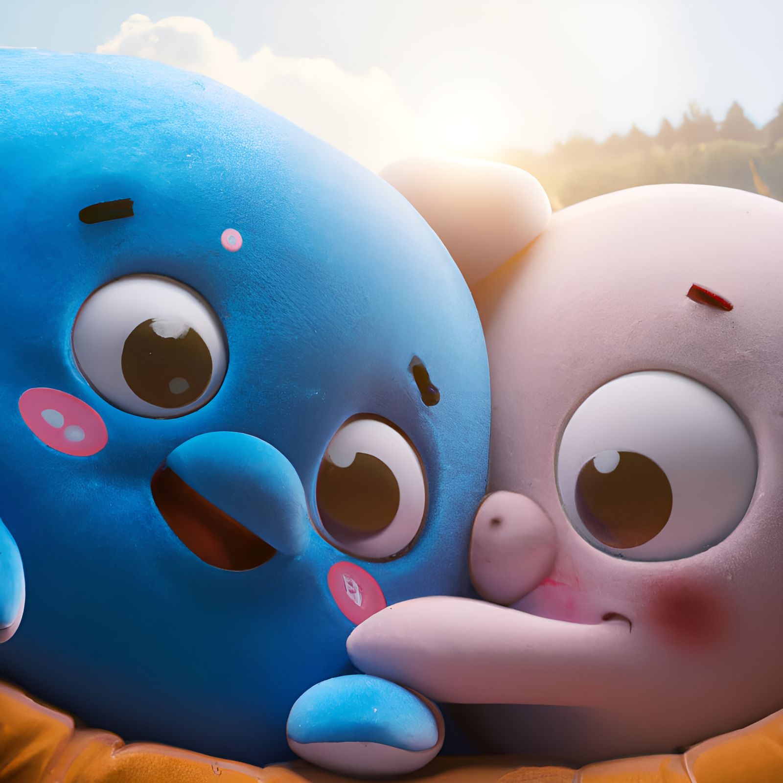 Happy Whimsical Pillows in a Sunny Day CG Scene