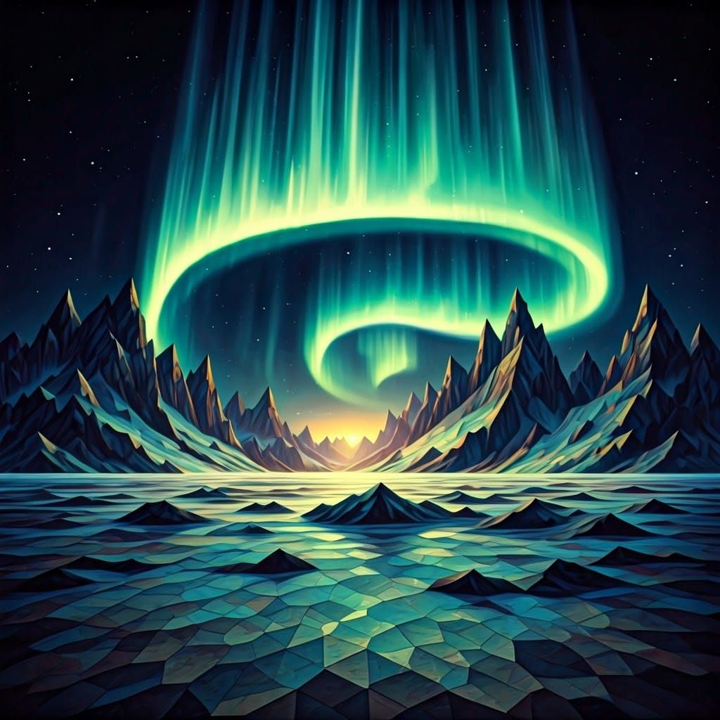 Vibrant Abstract Cubist Aurora